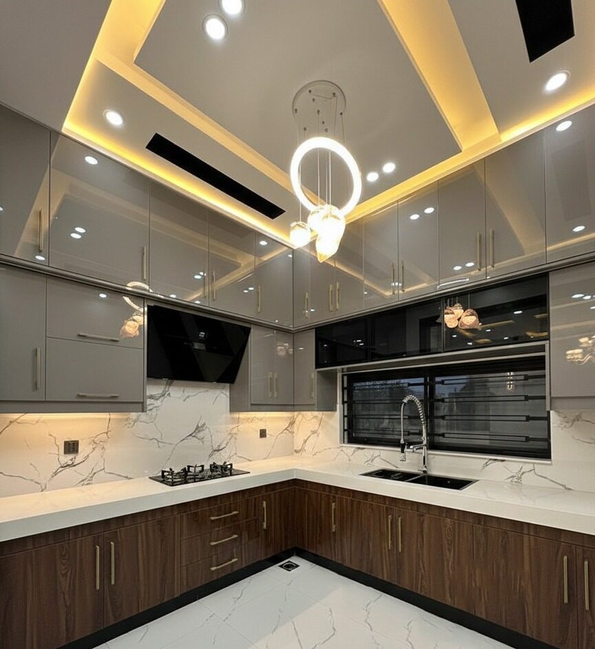 Modern modular kitchen interior by Greystone Constructions